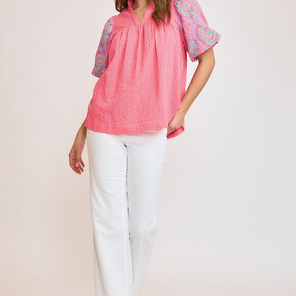 UMGEE Checkered Seersucker Top - Picture 3 of 6